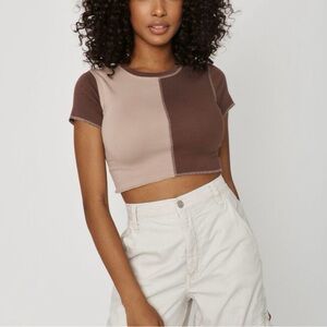 Garage Green and Tan Fitted Crop T-Shirt